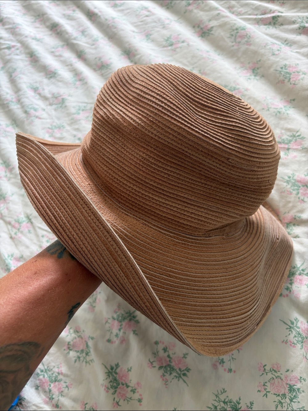 Patricia Underwood Wide Brim Straw Hat in Tan - Picture 11 of 11
